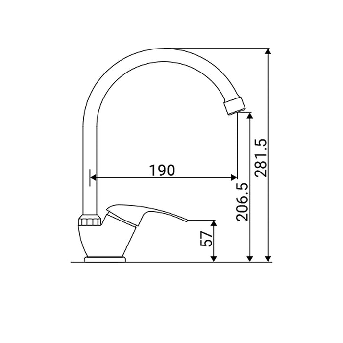 Rubinetto lavello serie antartid, finitura cromata e bocca alta