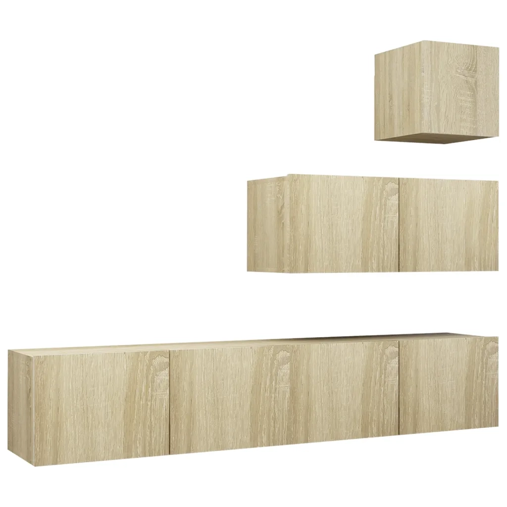 Set di Mobili Porta TV 4 pz Rovere Sonoma in Legno Multistrato 3079051