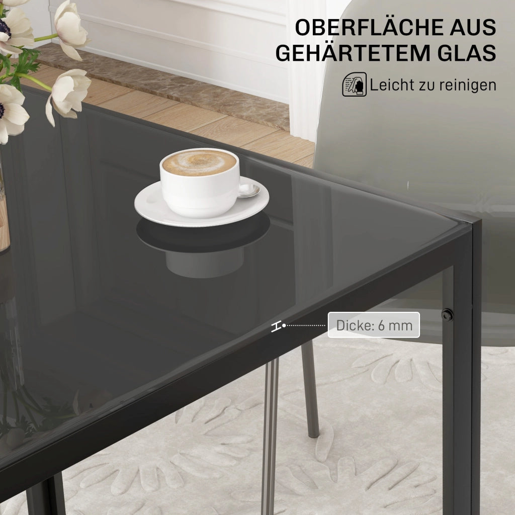 Tavolo da pranzo quadrato 4 persone in vetro temperato ¨C Minimal ¨C 75x75x75 cm nero