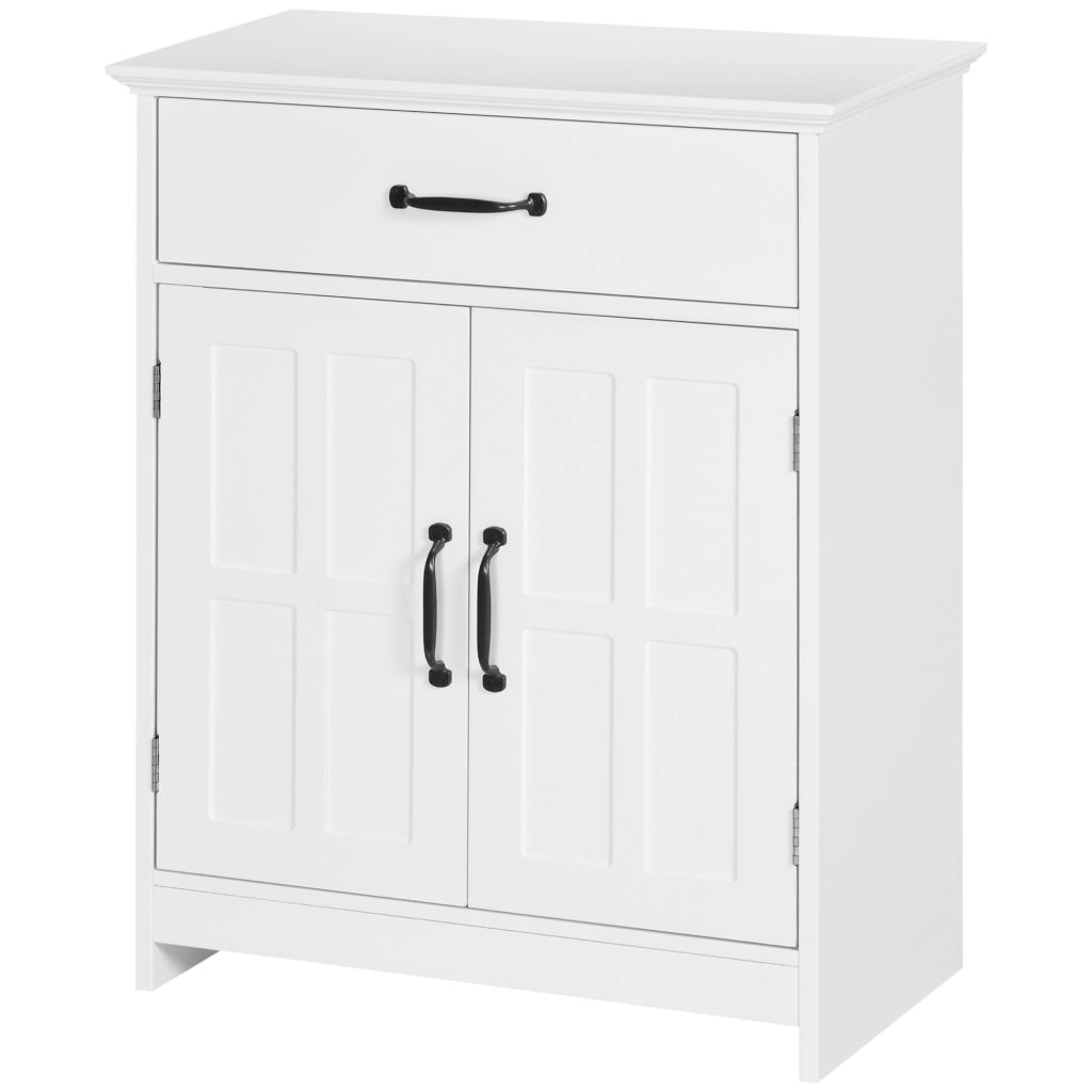 Armadietto da Bagno con Ante, Cassetto e Ripiano Regolabile ¨C Zephmum ¨C Bianco 60x30x75 cm