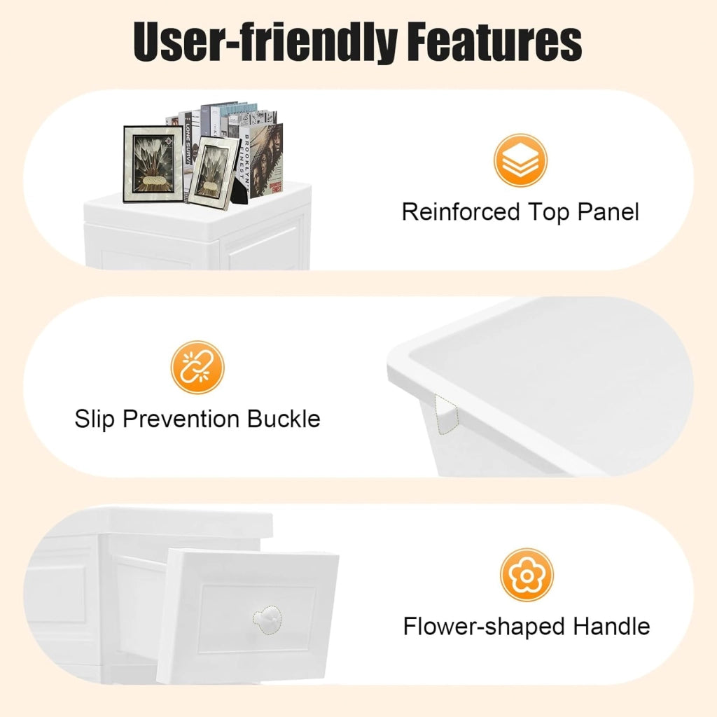 Carrello con cassetti Contenitore portaoggetti in plastica per bagno, carrello portaoggetti per uso domestico Armadietto multifunzionale con cinque cassetti, 82×34×25 cm, Bianco