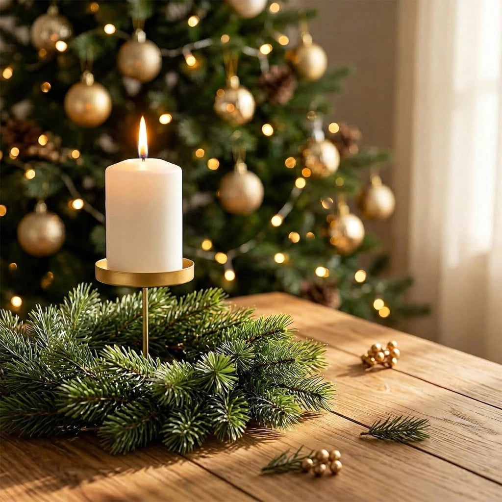 Candele portacandele dorate, set da 4, 7,5 cm, per candele con base larga, adatte anche per l'avvento