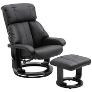 EasyComfort Poltrona Relax Reclinabile e Massaggiante con Pouf Poggiapiedi e Telecomando, 76x80x102 cm Nero