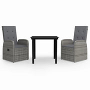 Set da Pranzo da Giardino 3 pz | Set Salotto da Giardino con Cuscini Grigio