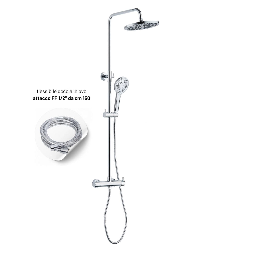 Colonna doccia attrezzata slot mix tonda ottone cromato 2 funzioni *** finitura- cromato tondo, confezione 1