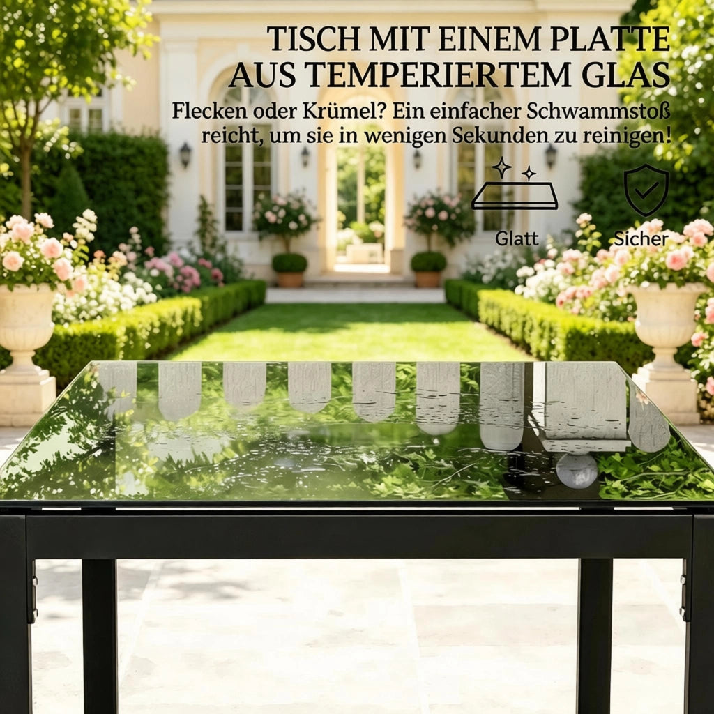 SET GARDINO Tavolo bistrot 40x40 cm con 2 sedie e 2 cuscini in rattan PE nero/marrone