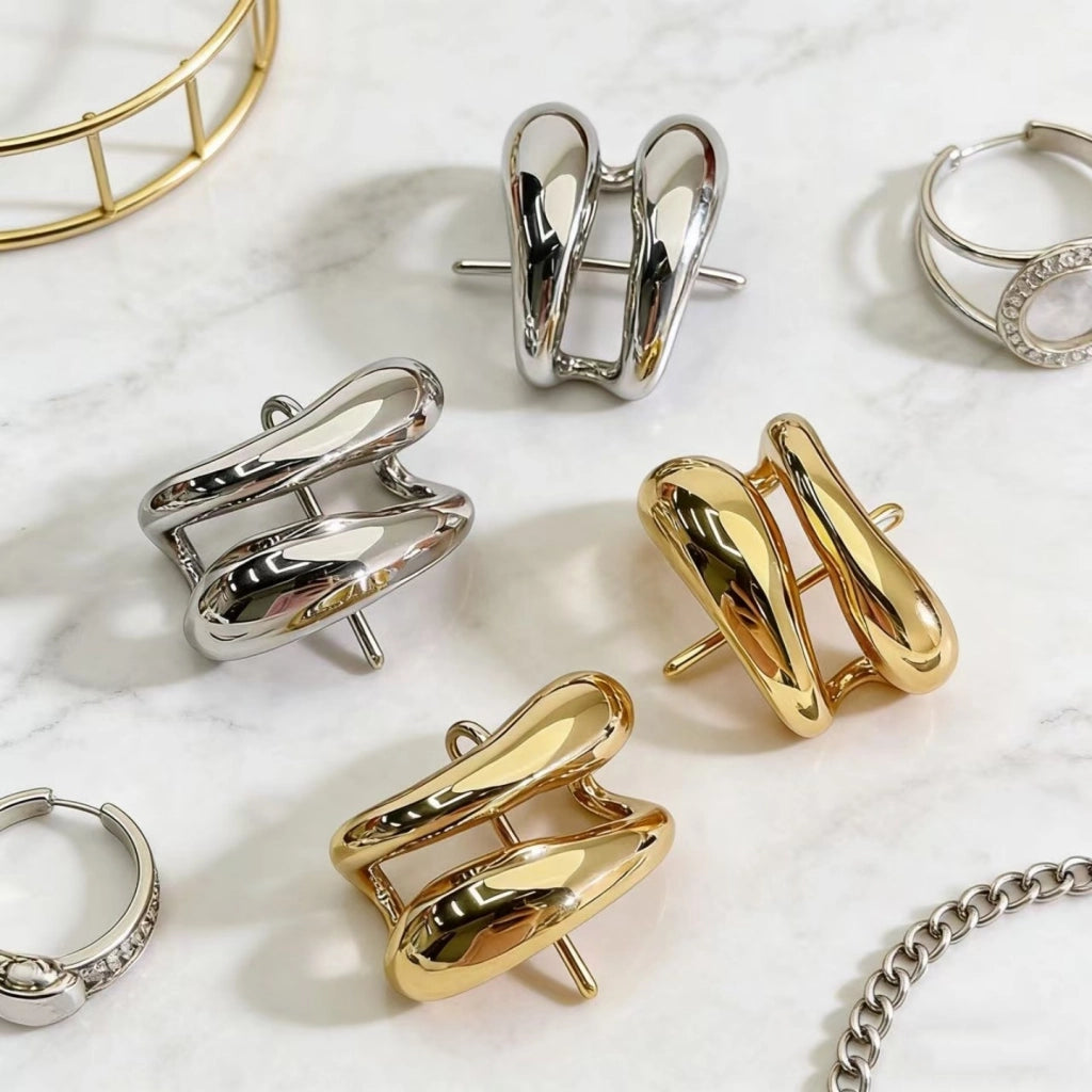 Accessorio per capelli in metallo a doppio strato, in stile francese, delicato e raffinato.