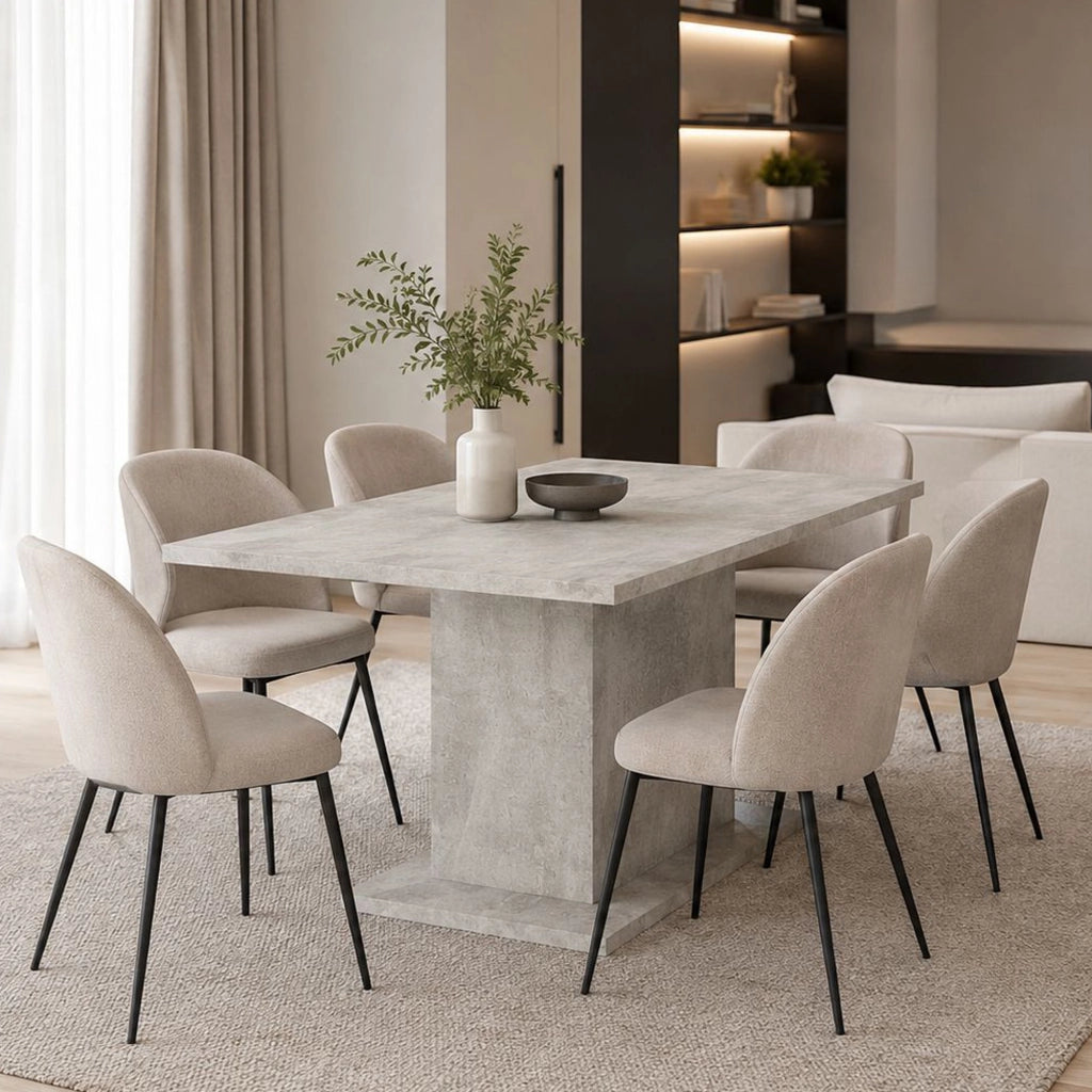 Litarari, Tavolo Fisso 6 Posti, 138x80x74h cm Grigio Cemento