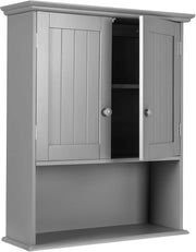 Mobiletto portaoggetti per bagno, armadietto per farmacia con ripiani interni regolabili in altezza, design a parete per un risparmio di spazio, per soggiorno, cucina e ingresso (grigio)