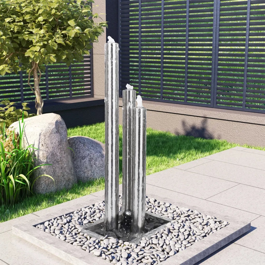 Fontana da Giardino Argento 48x34x123 cm in Acciaio Inox 48091