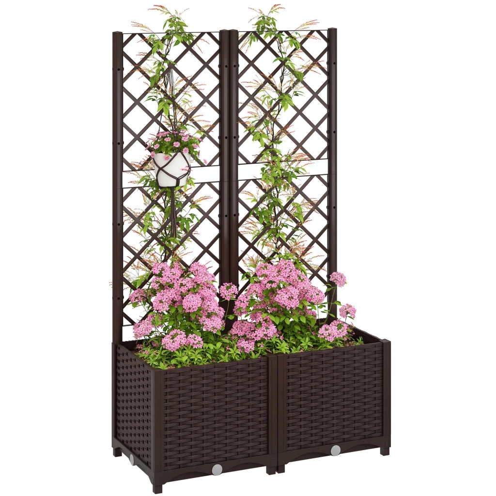 Vaschetta con griglia plastica per rampicanti ¨C zephmum ¨C 80x40x135 cm marrone