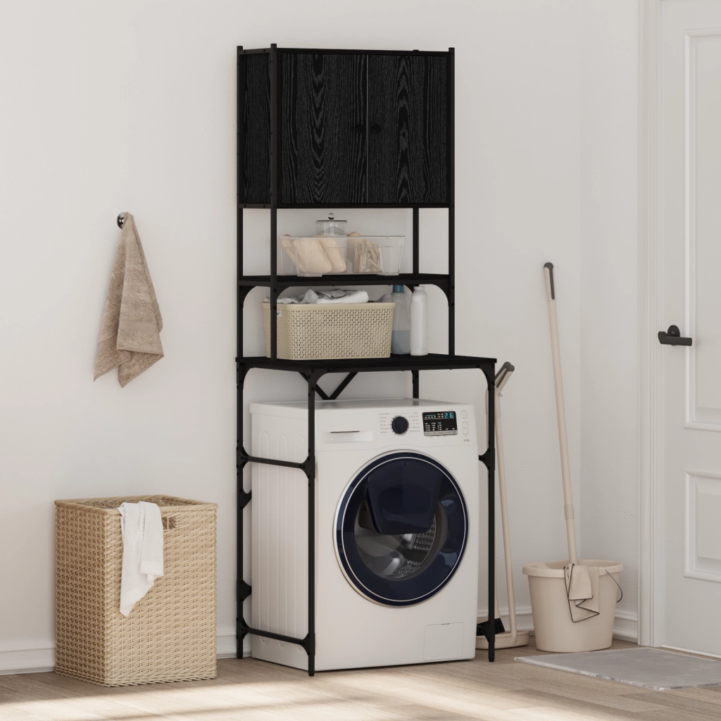 Mobile per Lavatrice Rovere Nero 68x48.5x194 cm