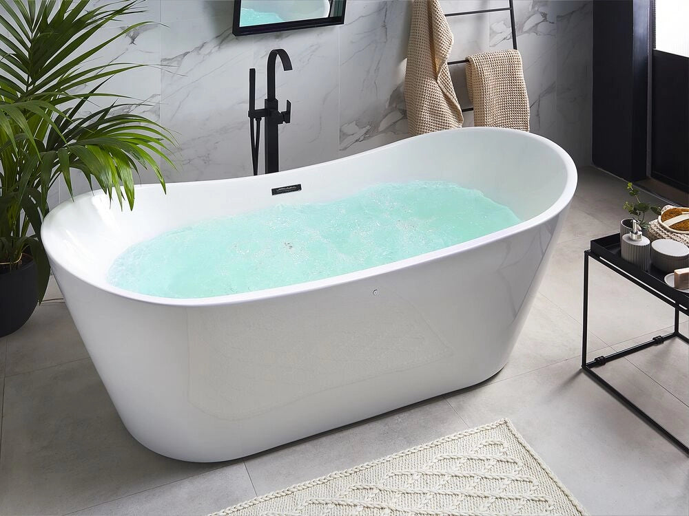 Vasca da bagno freestanding con idromassaggio e con luci LED stile moderno colore bianco
