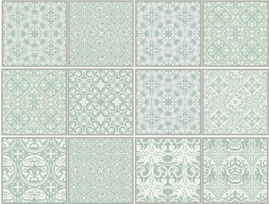 Set di 12 Tegole Decorative con Motivi e Ornamenti - 15 x 15 cm - Finishing Satin