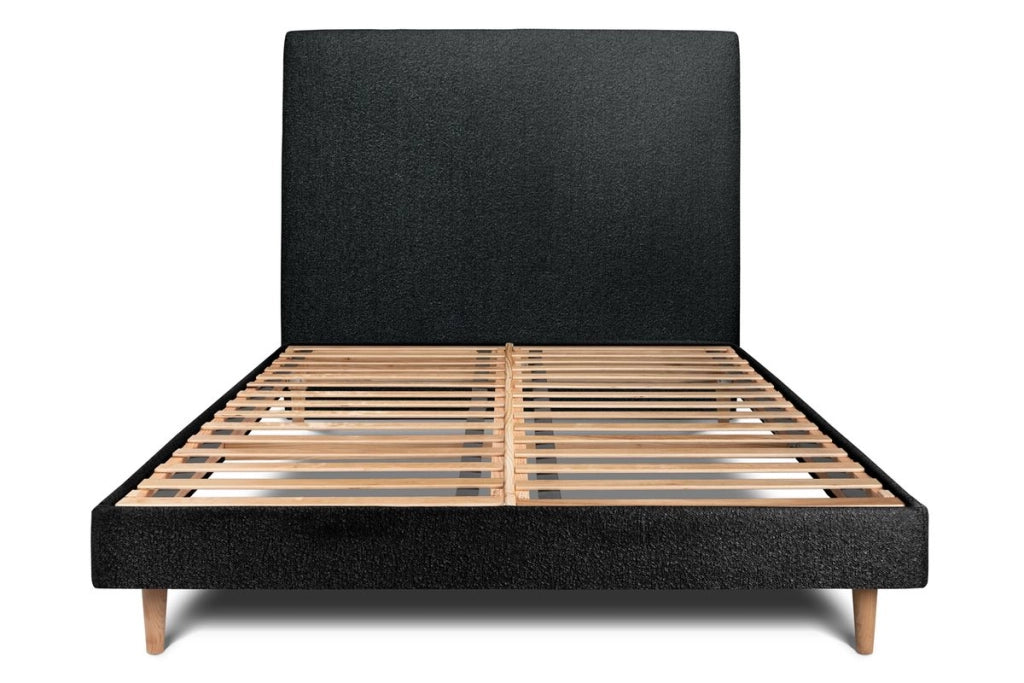 Letto 135x190 cm con testata imbottita - tessuto bouclé