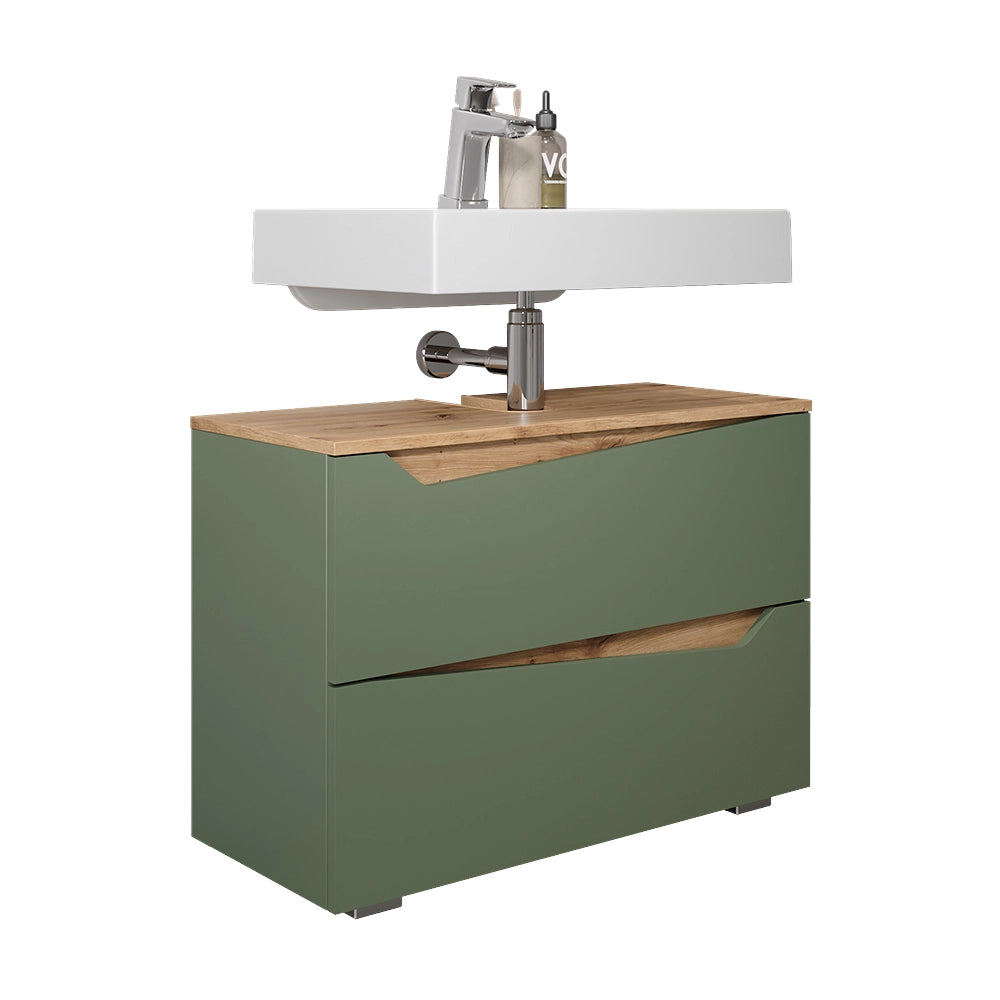 Vicco Mobile sottolavabo per bagno Verde/Artigianale 80 x 57.5 cm con 2 cassetti
