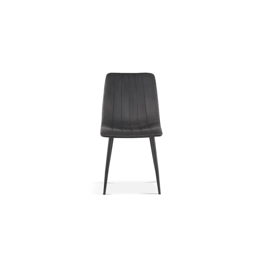 Sedia BRUCE – Velluto grigio – Piedi in metallo nero – H86 x L45 x P55 cm