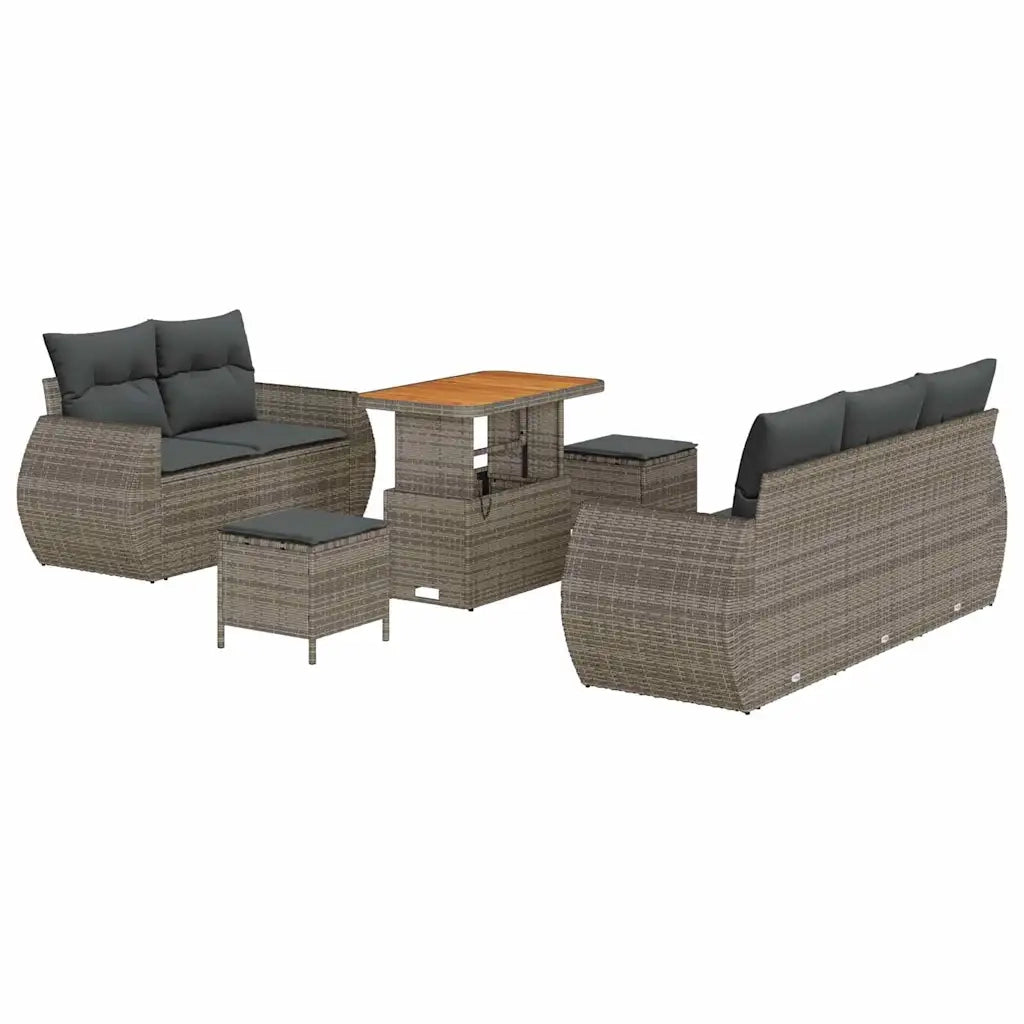 Set Divano da Giardino con cuscino 8 pcs Grigio polyrattan 3363773