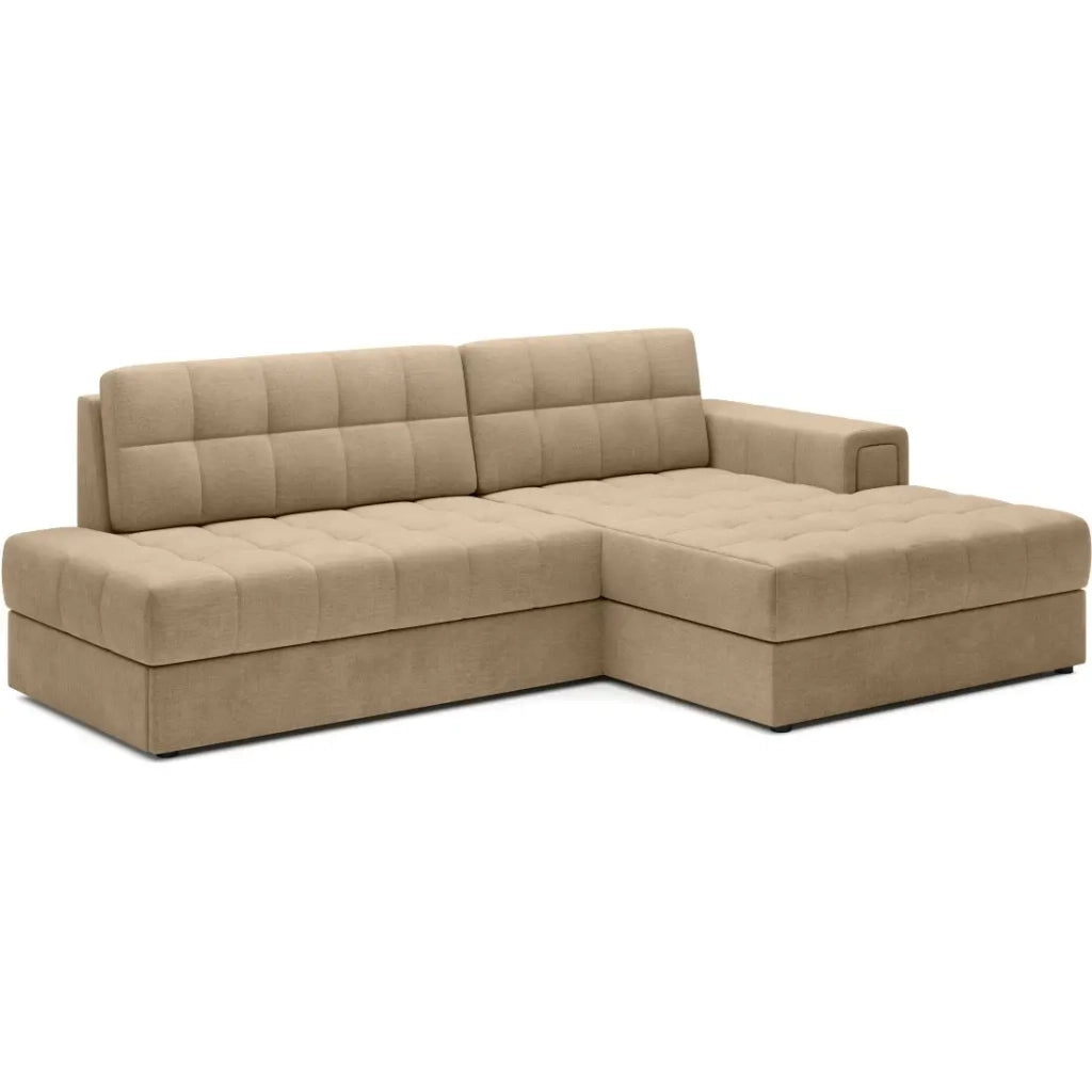 Divano angolare trasformabile CUBITO beige 240 cm con contenitore e letto