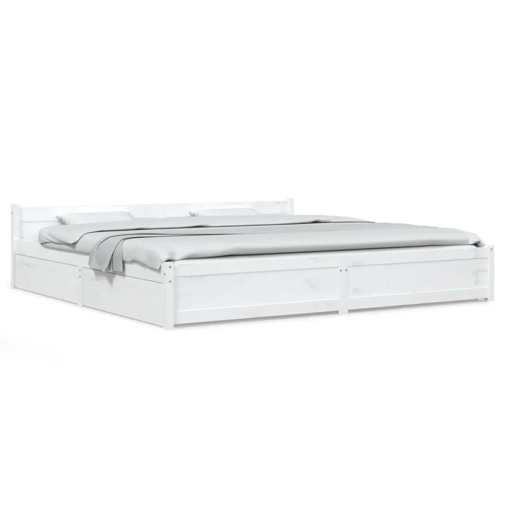 Giroletto con Cassetti-Struttura Letto con contenitore Bianco 150x200 cm Super King