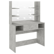 Toeletta tavolo da trucco di design mobili per camera da letto illuminazione a LED 100 x 40 x 135 cm MDF grigio cemento 02_0006399