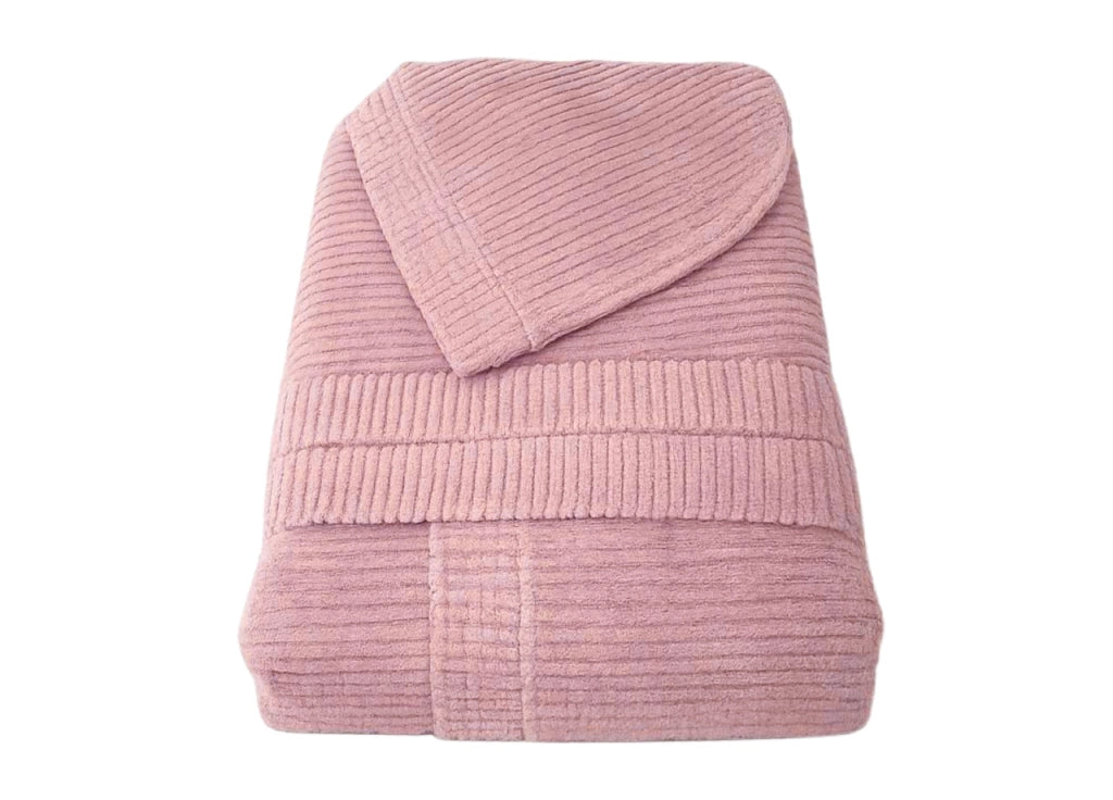 Accappatoio Con Cappuccio In Morbida Spugna Mod. Boutique Tinta Unita Rosa - S-M - Rosa