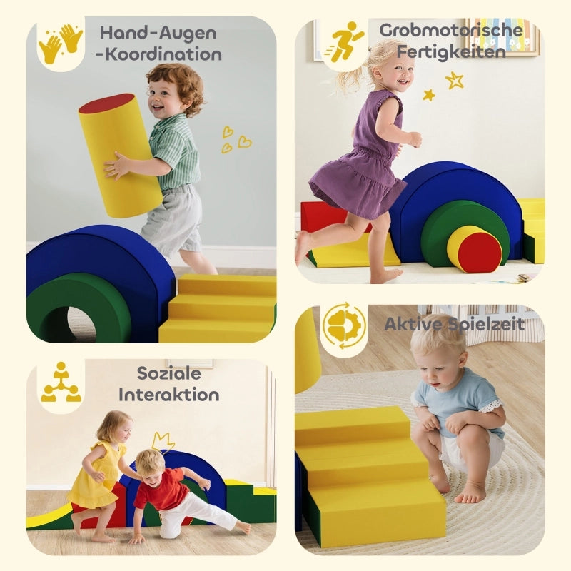 Set di 5 blocchi da costruzione morbidi per neonati e bambini piccoli, in schiuma, similpelle, 5 forme creative, set per interni per arrampicarsi,