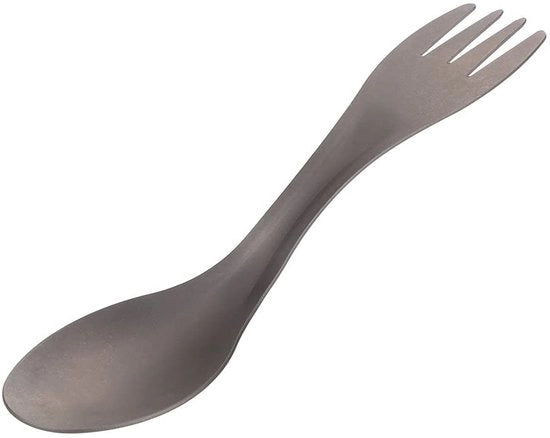Forketta 2-in-1 Design - Attrezzo Multifunzionale - Lega di Titanium - Leggero - Resistente alla Corrosione - Disegno Compattabile - Cucchiaino