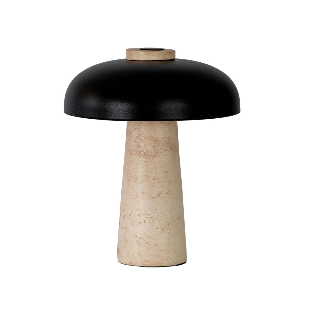 Lampada da tavolo in acciaio nero e marmo porcellanato