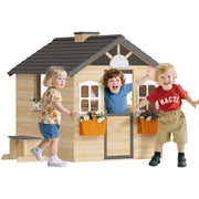 Casa di gioco per bambini in legno con porta finestra cassetta delle lettere ¨C zephmum ¨C esterno interno