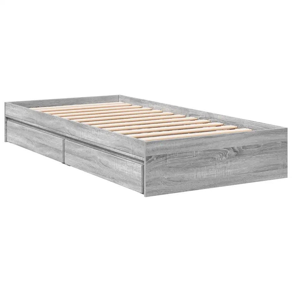 Giroletto Cassetti-Struttura Letto con contenitore Grigio Sonoma 90x190 cm Legno Multistrato 919644