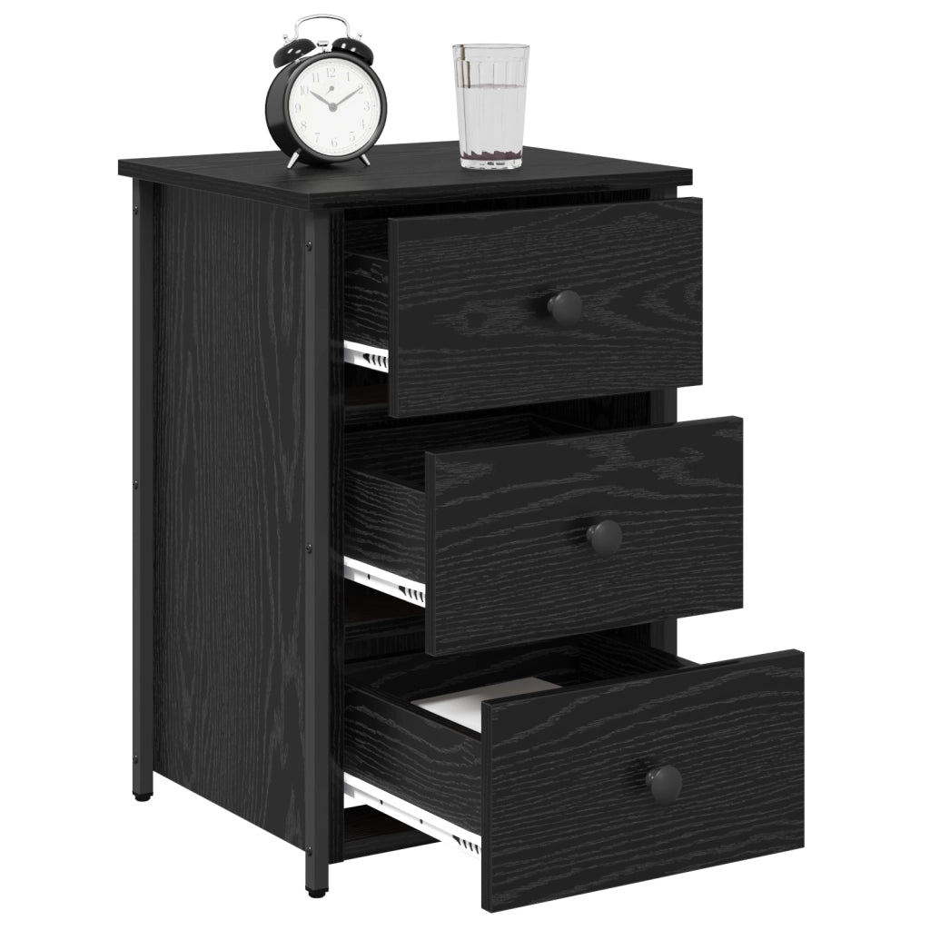 Comodino in rovere nero Rovere Nero MDF, Metallo Compatto
