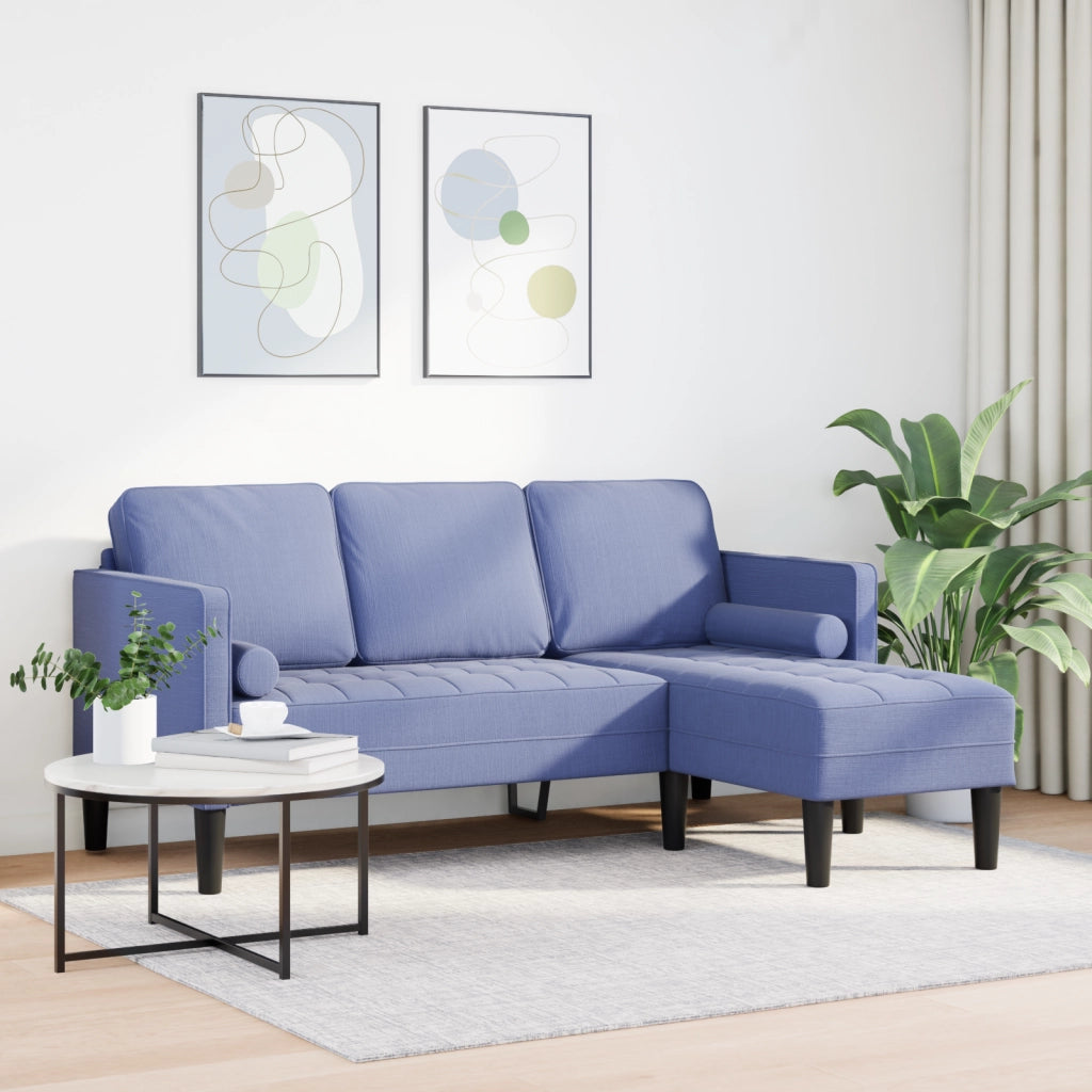 Divano L-Shaped a 3 Posti Blu Jeans 160 cm Tessuto