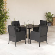 Set da Pranzo da Giardino 5 pz Nero con Cuscini in Polyrattancod mxl 134878