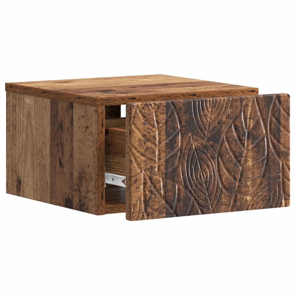 Mobiletto da notte a muro 2 pcs Legno antico 49 x 34,5 x 20 cm 898802