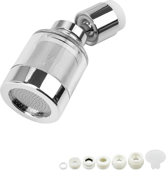 Filtro per acqua da cucina e bagno in acciaio inossidabile 360° girevole - filtro lavabile - adatto per cucina e bagno