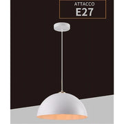 Trade Shop - Lampadario A Sospensione Soffitto E27 Paralume Cupola In Ferro Elegante Ip20 B92 - Bianco
