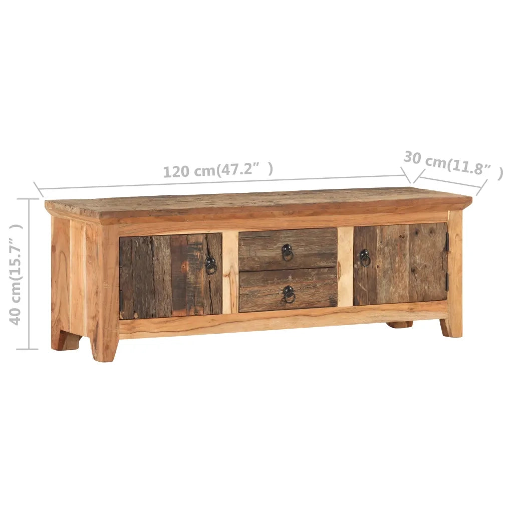 Mobile Porta TV 120x30x40cm in Massello di Acacia e di Recupero cod mxl 64508