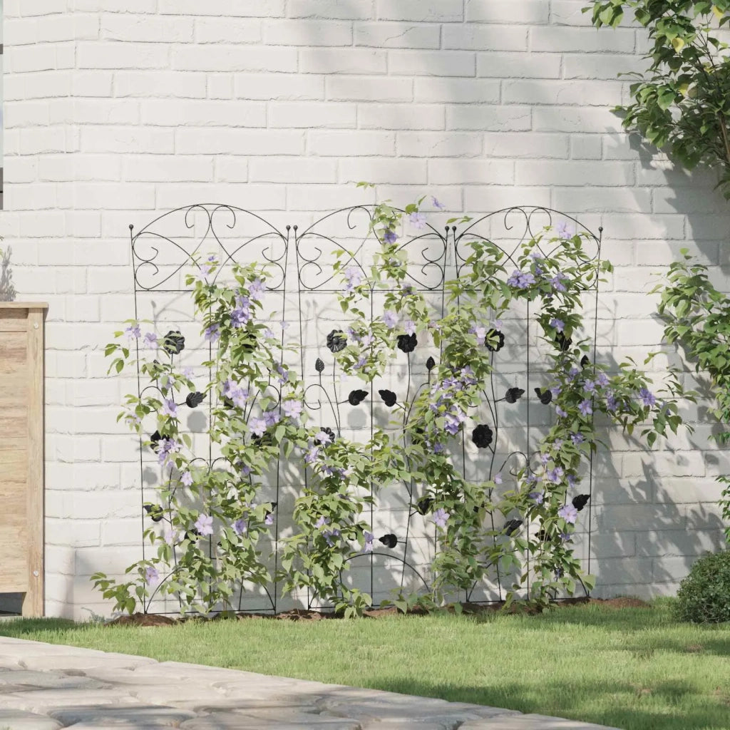 Recinzione per Giardino 3 pz Nero 110,5 x 42,5 cm Acciaio CFW4952661