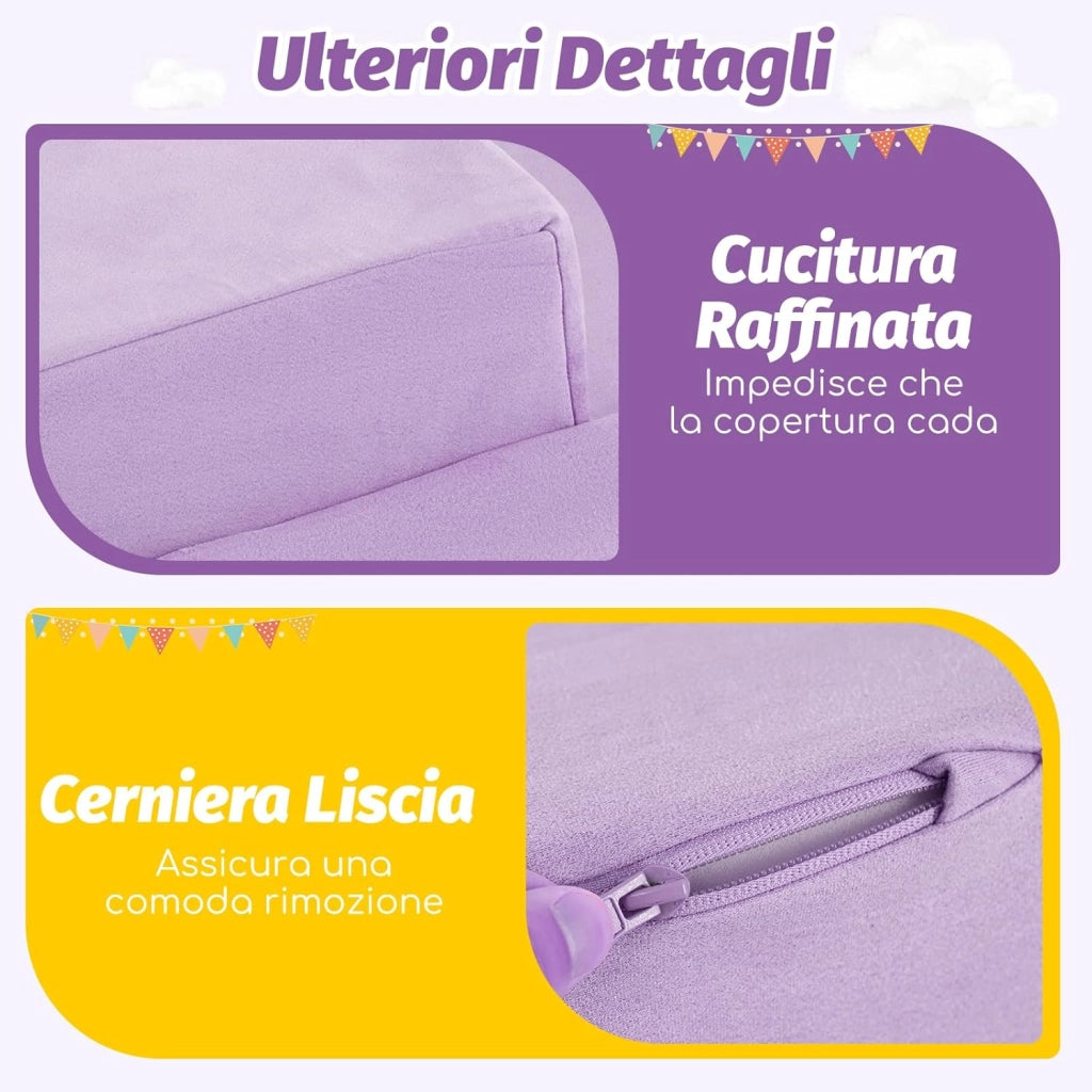 Set di 5 Pezzi Gioco in Schiuma, Blocchi con Piscina di Palline per Bambini, Coperture Lavabili con Cerniere, Blocchi Creativi per Stanza di Giocattoli, Camera da Letto (Viola)