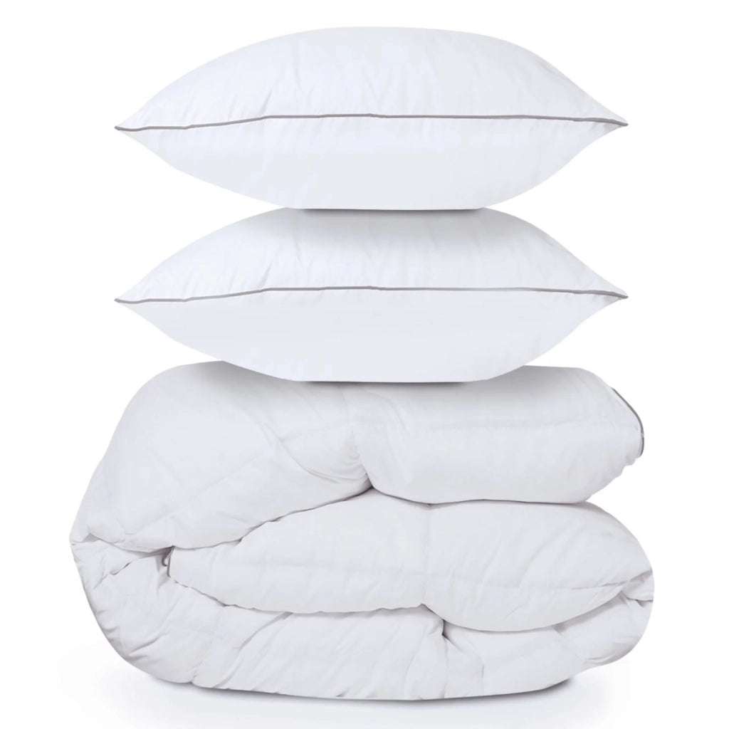 IDMarket - Piumino 220x240 CM in piuma d'oca antiacaro 500 gr + 2 cuscini
