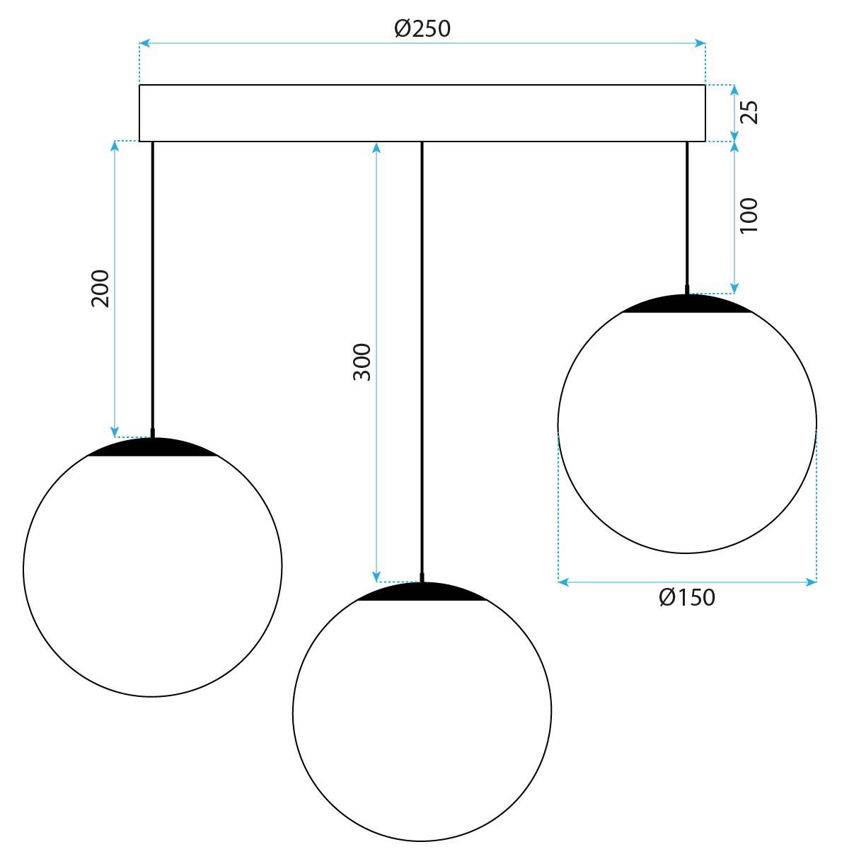 Lampada APP1815-3CPR Black