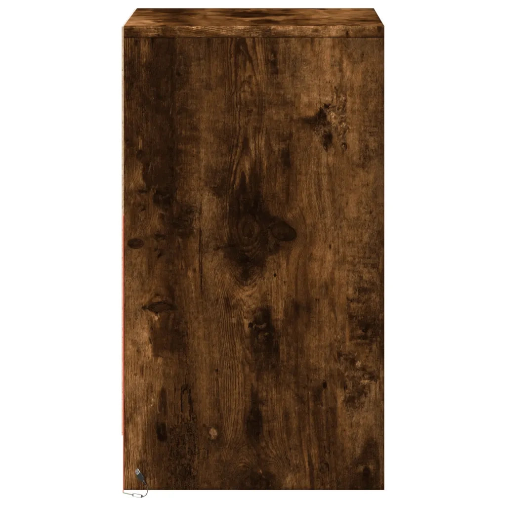 Comodino con Luci LED-Tavolino da notte Rovere Fumo in Legno Multistrato 904337