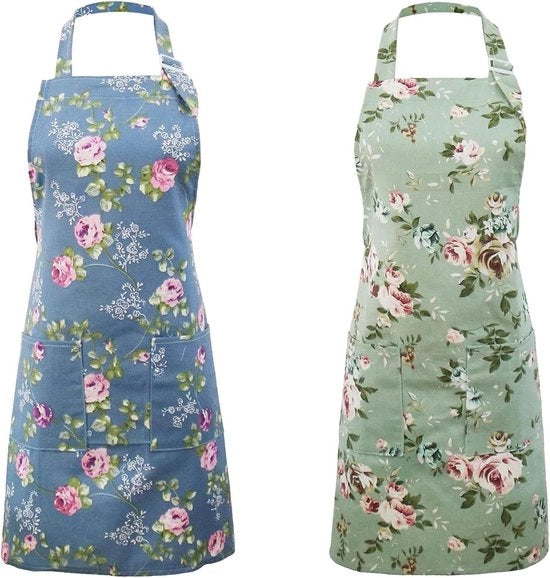 Set di 2 grembiuli per fiori per donne - cucina cottura giardinaggio - rose vintage - grembiule chef cuoco panettiere - grembiule carino regalo di compleanno anniversario di casa giorno della madre