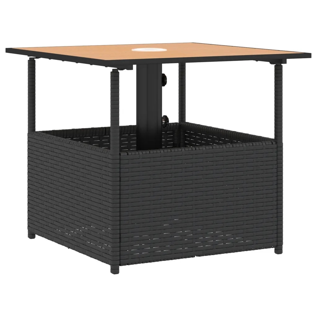 Tavolo Giardino | Tavolino da esterno Foro Ombrellone Nero 55x55x46,5 cm Polyrattan