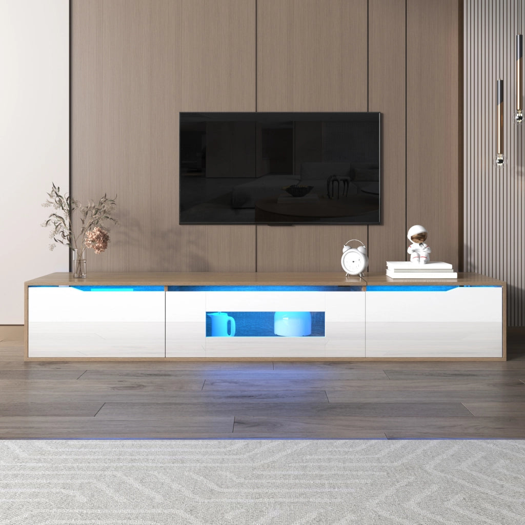 Mobile TV 180x35x30 cm; illuminazione LED a 16 colori; pannello truciolare; bianco
