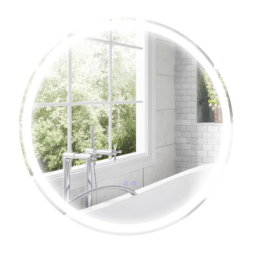 Specchio Bagno LED Tondo Antiappannante ¨C Zephmum ¨C Grigio 60x60 cm