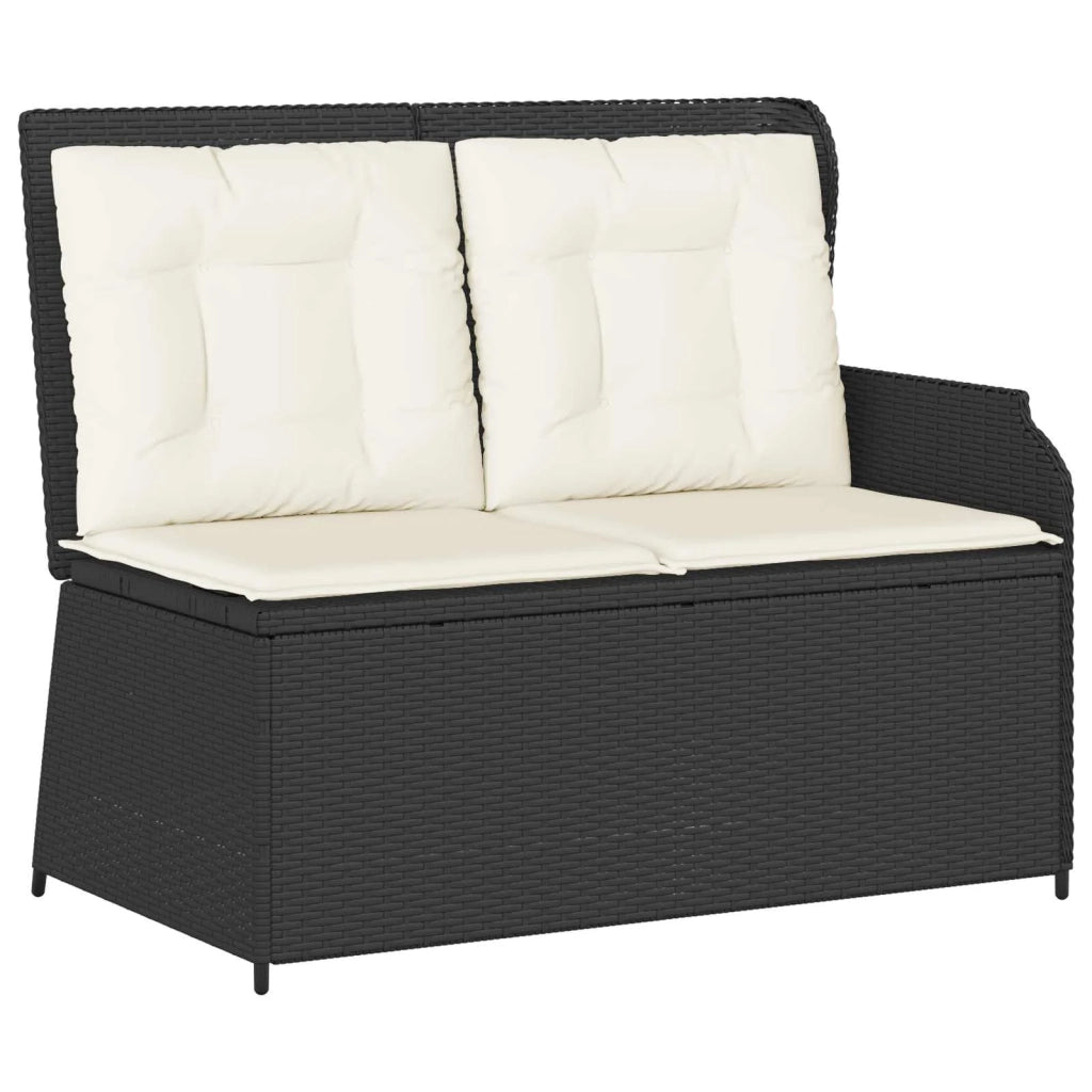 Panchina da giardino con cuscino Nero e Bianco Crema polyrattan 3394440