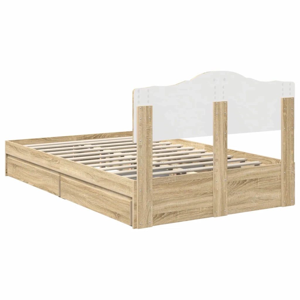 Letto con Contenitore con testiera Rovere Sonoma 135 x 190 cm