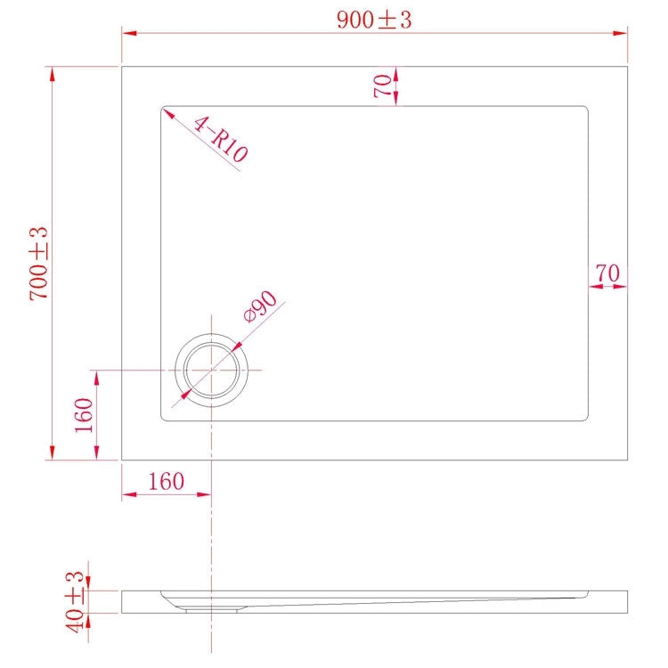 Piatto Doccia Slim 70x90x4 cm Rettangolare Acrilico Bordato Bianco Effetto Pietra mod. Flower